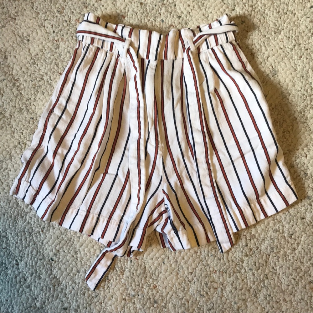 Striped H&M Paper-bag Shorts